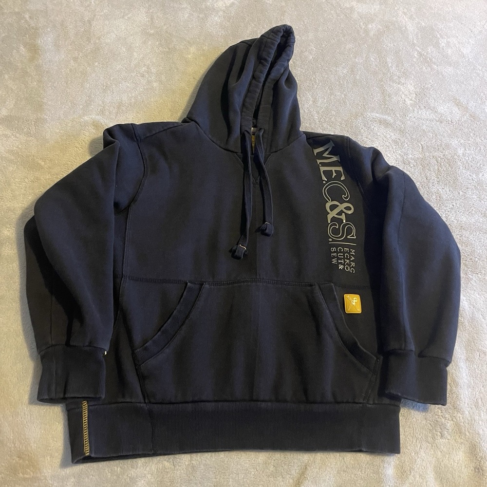Marc Ecko Hoodie Men Medium Black Sweatshirt Pullover Sweater Workout Cut & Sew